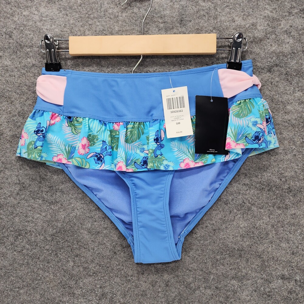 Disney Stitch Bikini Bottom Womens Medium Blue Tropical Swimwear